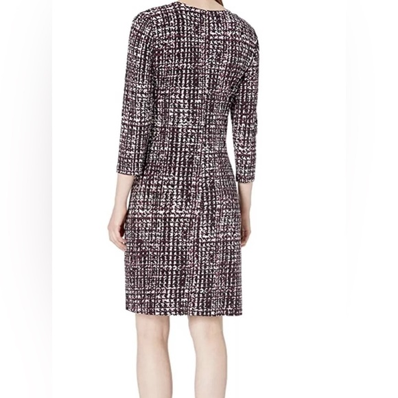 Calvin Klein Womens Printed 3/4 Sleeve Faux Wrap Dress Pink Multi Small 4 Office - Picture 2 of 11